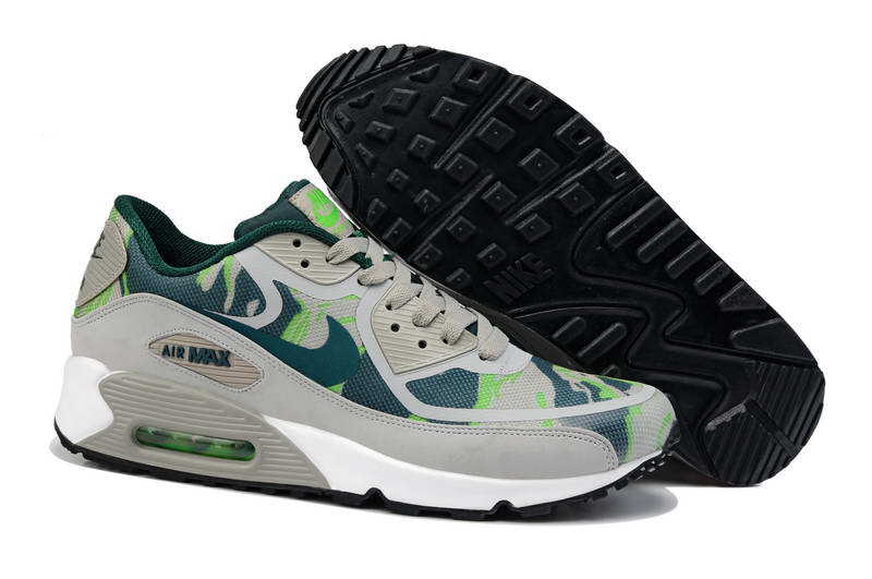 Nike Air Max 90 Chaussures Hommes Bandes Preenregistrees Gris Vert